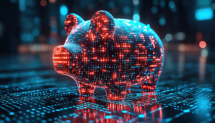 fintech -co to jest i jak zmienia świat cyfrowa skarbonka złożona z danych, symbol nowoczesnych technologii finansowych(fintech)